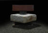 Jonathan Shor.Pink Granite, Steel and Teak Quoin Seat.30x17x34
